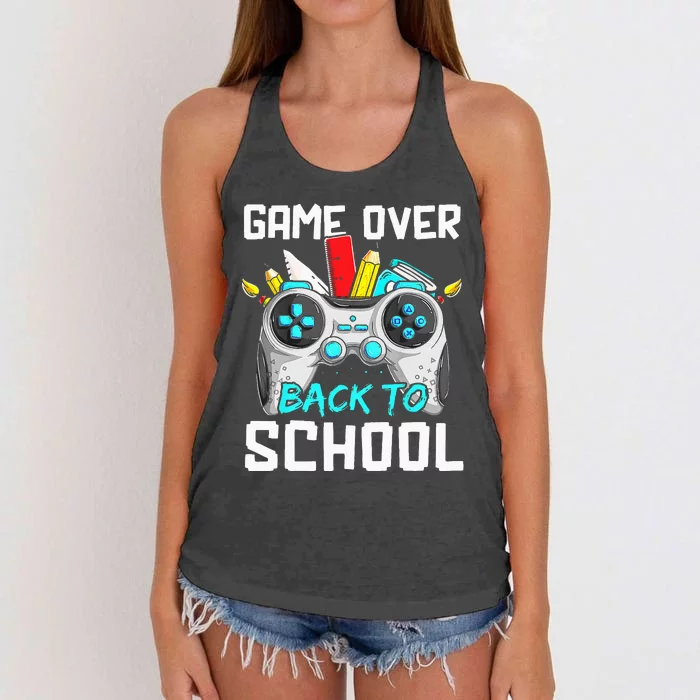 Back To School Funny Game Over Teacher Student Controller Women's Knotted Racerback Tank