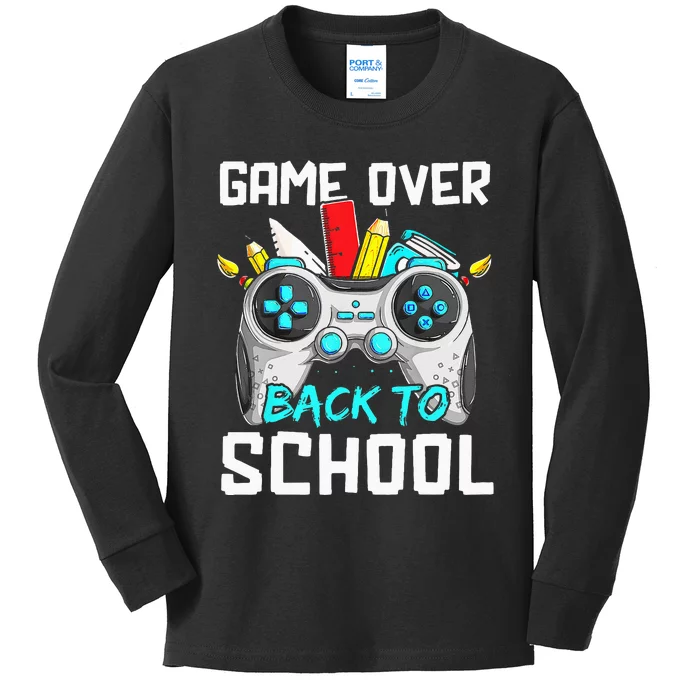 Back To School Funny Game Over Teacher Student Controller Kids Long Sleeve Shirt