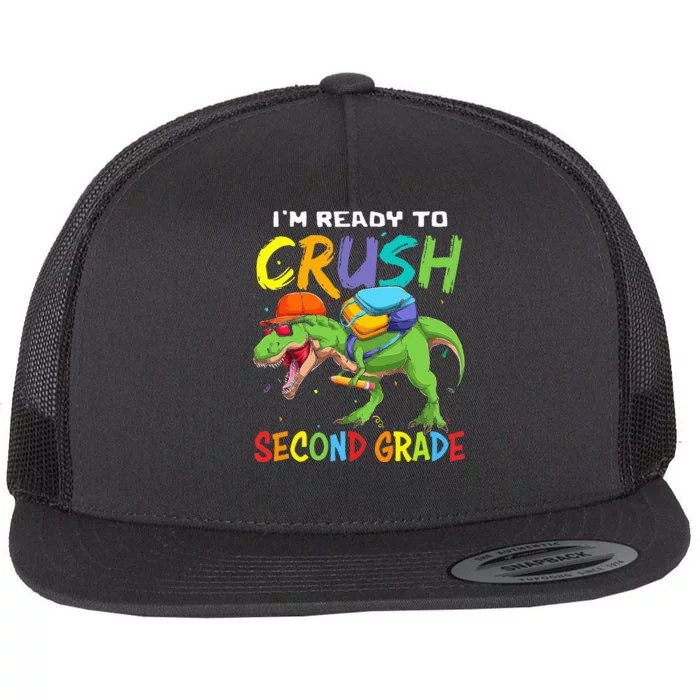 Back To School I'm Ready To Crush Second Grade Dinosaur Flat Bill Trucker Hat