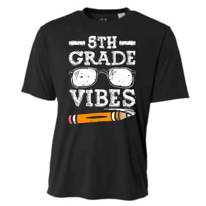 Back To School 5th Grade Vibes Glasses Pencil First Day Teacher Cooling Performance Crew T-Shirt