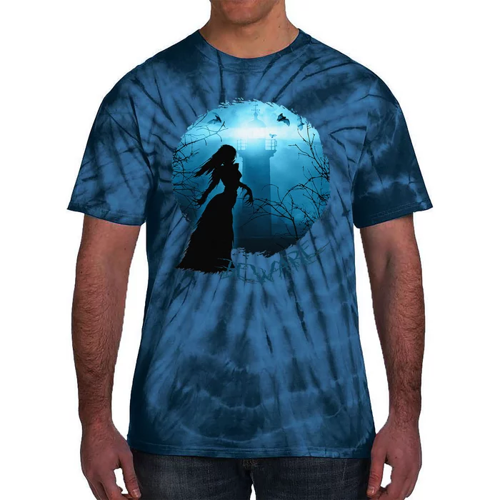 Beware The Scary Witch Spooky Lighthouse Halloween Tie-Dye T-Shirt