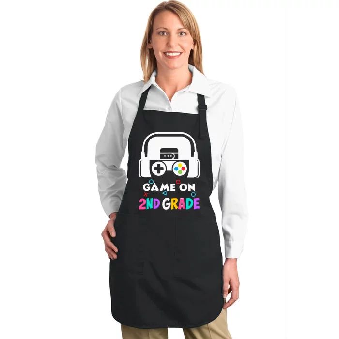 Back To School Game On 2nd Grade Funny Gamer Kids Full-Length Apron With Pocket