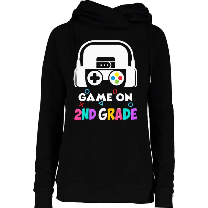 Back To School Game On 2nd Grade Funny Gamer Kids Womens Funnel Neck Pullover Hood