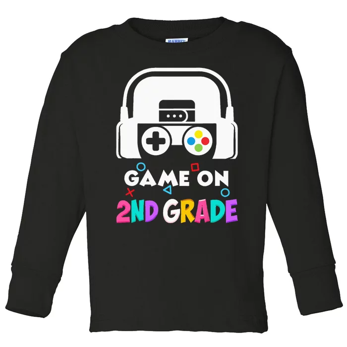 Back To School Game On 2nd Grade Funny Gamer Kids Toddler Long Sleeve Shirt