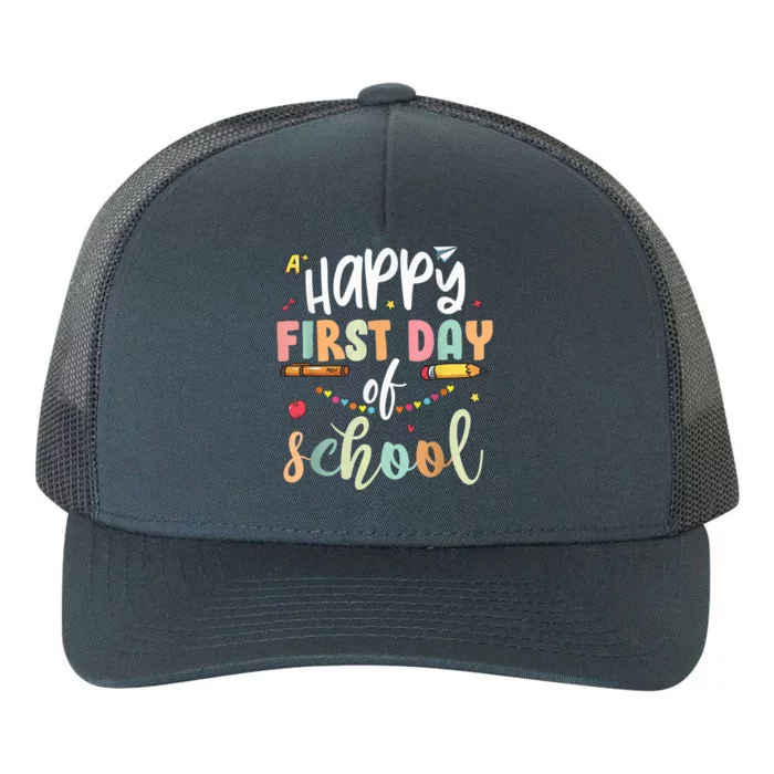 Back to School Happy First Day of School Teacher Student Kid Yupoong Adult 5-Panel Trucker Hat