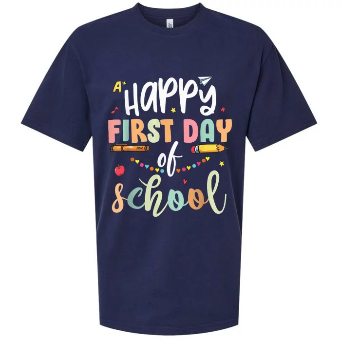 Back to School Happy First Day of School Teacher Student Kid Sueded Cloud Jersey T-Shirt