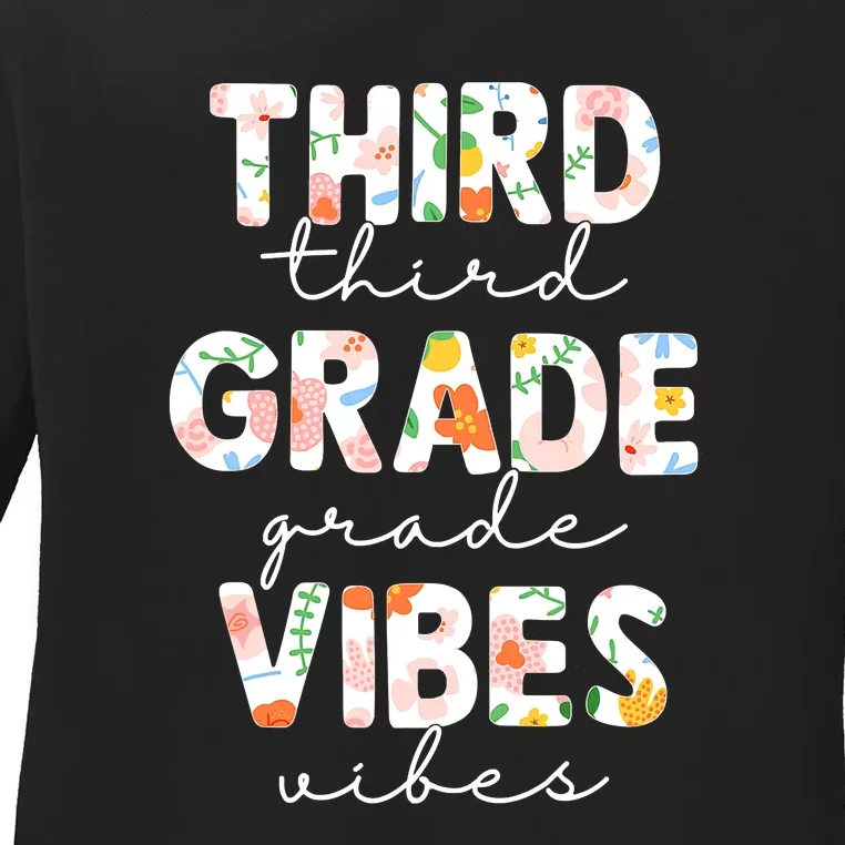 Back To School Third Grade Vibes First Day Teacher Ladies Long Sleeve Shirt