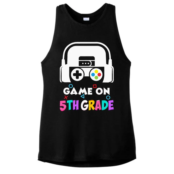 Back To School Game On 5th Grade Funny Gamer Kids Ladies Tri-Blend Wicking Tank