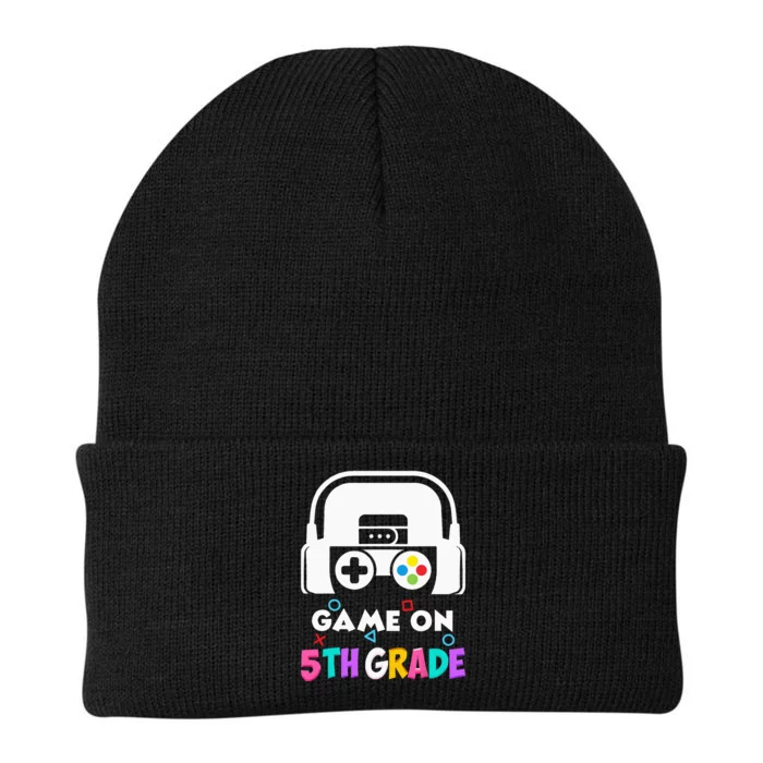 Back To School Game On 5th Grade Funny Gamer Kids Knit Cap Winter Beanie