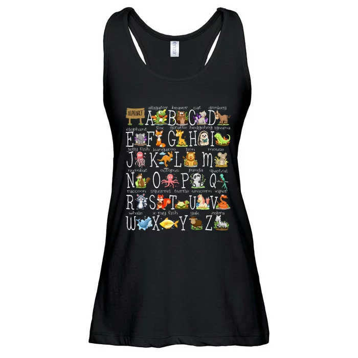 Back To School Cute Animals Az Alphabet Abcs Teacher Ladies Essential Flowy Tank