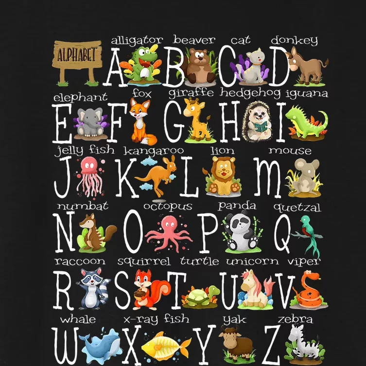 Back To School Cute Animals Az Alphabet Abcs Teacher Women's Crop Top Tee