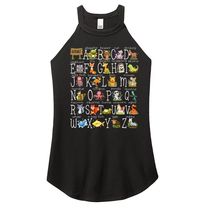 Back To School Cute Animals Az Alphabet Abcs Teacher Women’s Perfect Tri Rocker Tank