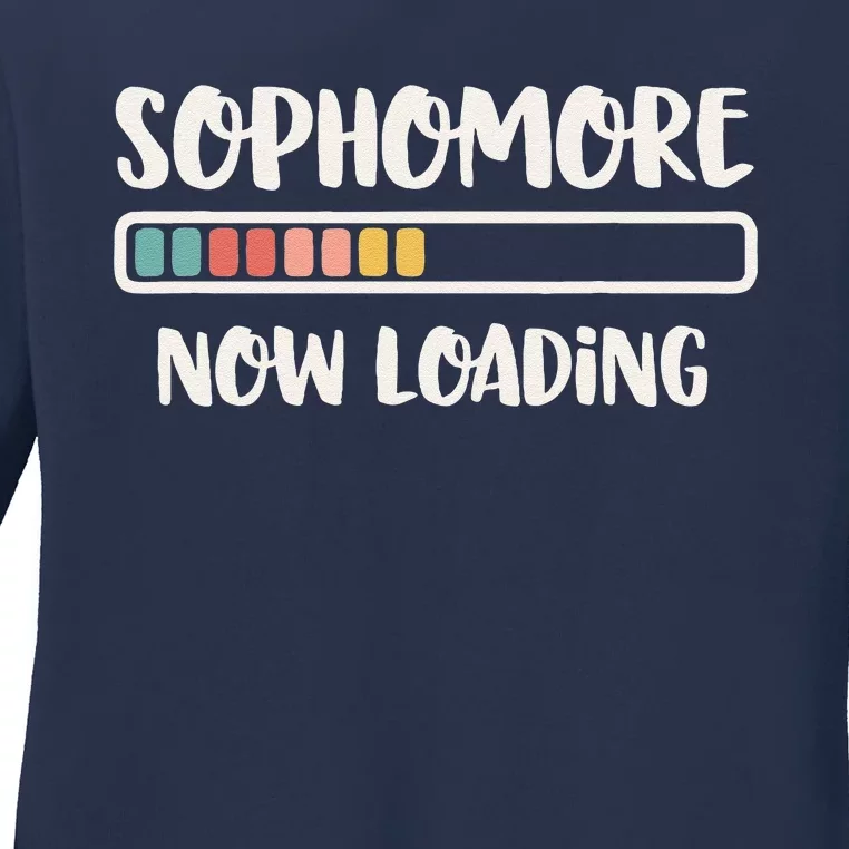 Back To School 10th Grade 10 Sophomore Now Loading Ladies Long Sleeve Shirt