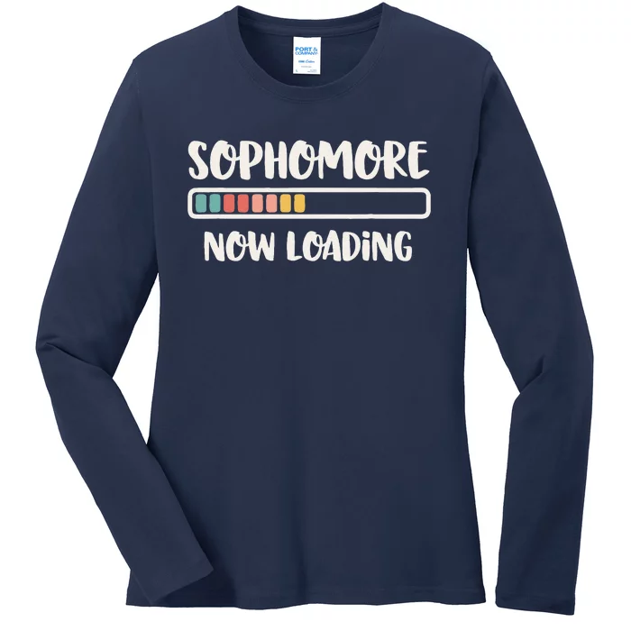 Back To School 10th Grade 10 Sophomore Now Loading Ladies Long Sleeve Shirt