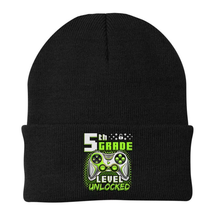 Back To School 5th Grade Gamer First Day School Level Gift Knit Cap Winter Beanie