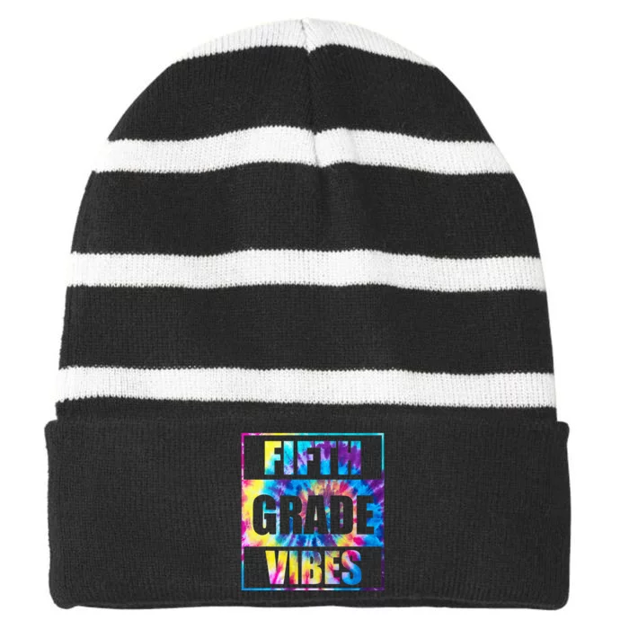 Back To School 5th Grade Vibes First Day Of School Teachers Striped Beanie with Solid Band