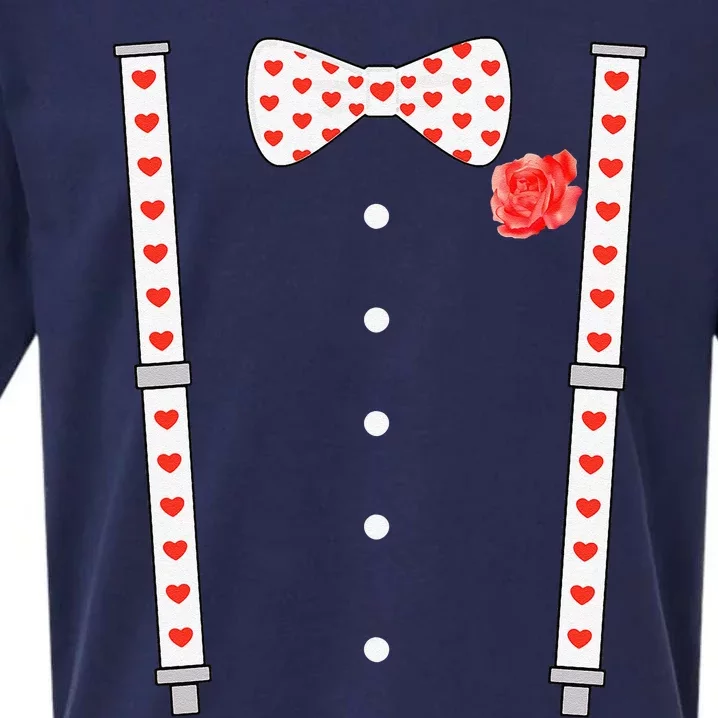 Bow Tie & Suspenders Hearts Valentine's Day Women Sueded Cloud Jersey T-Shirt