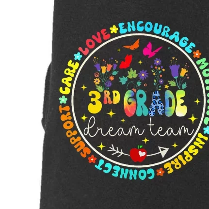 Back To School Third Grade Dream Team Teacher Flower Doggie 3-End Fleece Hoodie