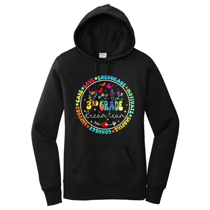 Back To School Third Grade Dream Team Teacher Flower Women's Pullover Hoodie