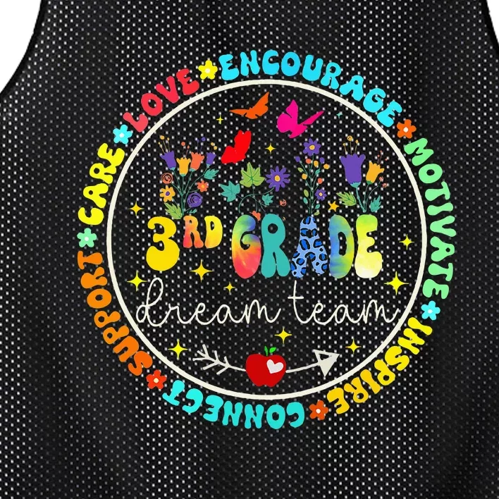 Back To School Third Grade Dream Team Teacher Flower Mesh Reversible Basketball Jersey Tank