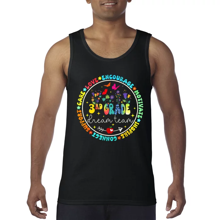 Back To School Third Grade Dream Team Teacher Flower Tank Top