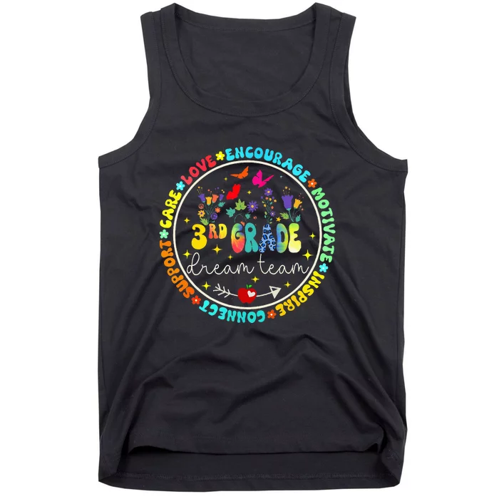 Back To School Third Grade Dream Team Teacher Flower Tank Top