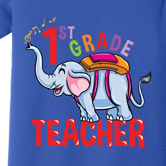 Back To School Elephant 1St Grade Teacher Gift Baby Bodysuit