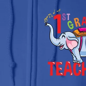 Back To School Elephant 1St Grade Teacher Gift Full Zip Hoodie