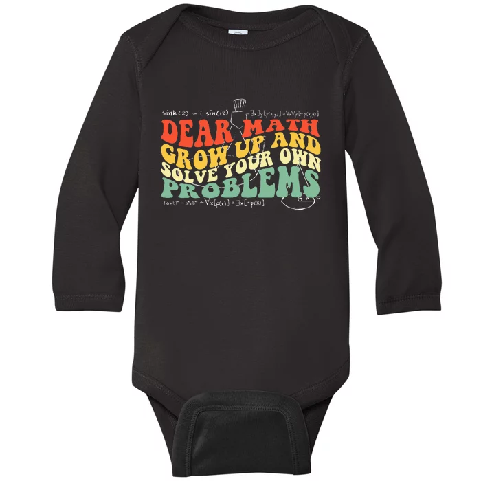 Back To School Math Quote Teens Dear Math Baby Long Sleeve Bodysuit