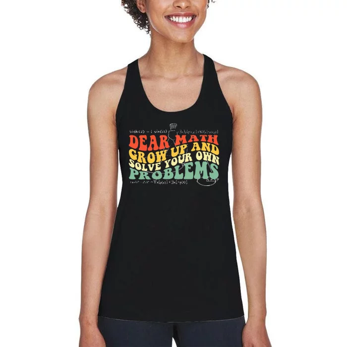 Back To School Math Quote Teens Dear Math Women's Racerback Tank