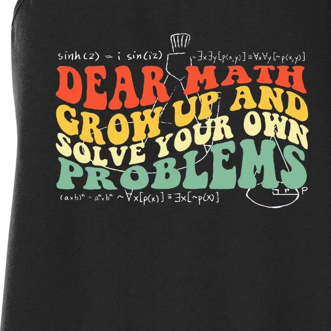 Back To School Math Quote Teens Dear Math Women's Racerback Tank