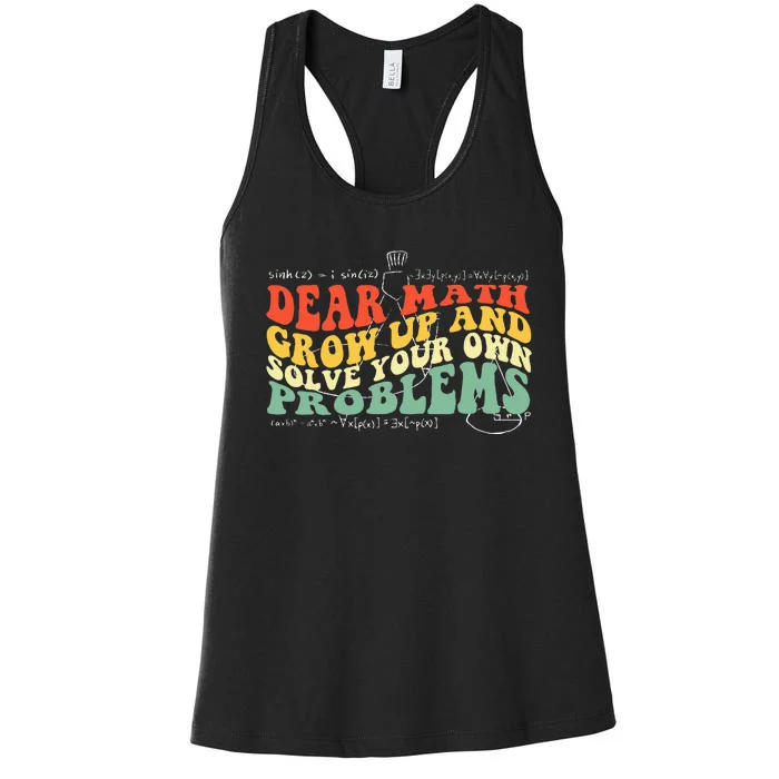 Back To School Math Quote Teens Dear Math Women's Racerback Tank