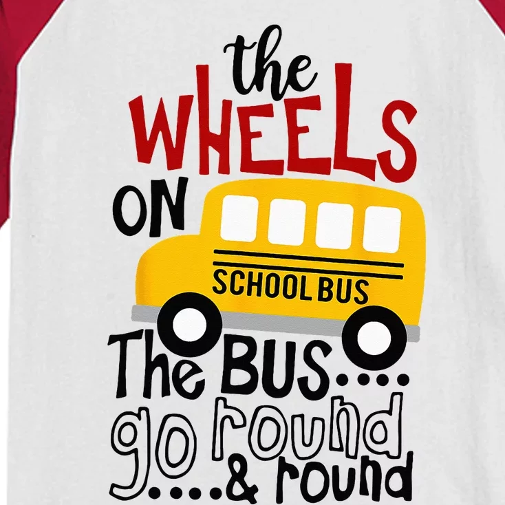 Back To School Funny The WHEELS On The BUS Kids Kids Colorblock Raglan Jersey