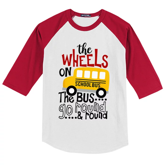 Back To School Funny The WHEELS On The BUS Kids Kids Colorblock Raglan Jersey