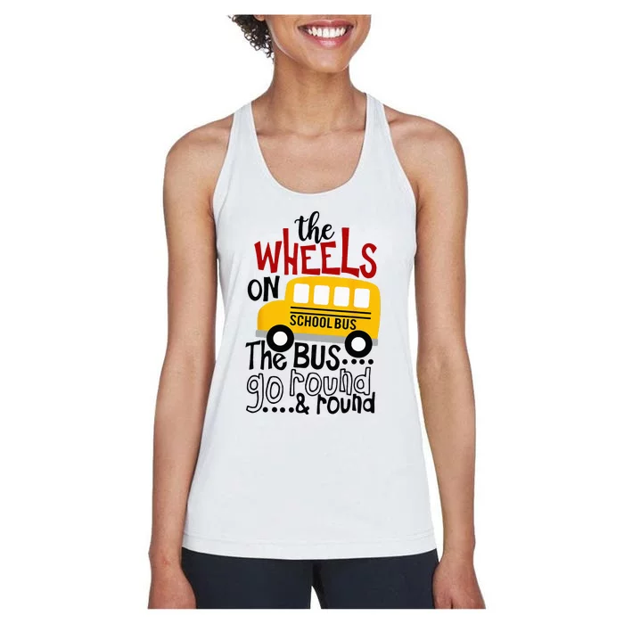 Back To School Funny The WHEELS On The BUS Kids Women's Racerback Tank