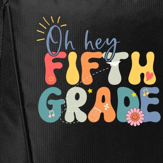 Back To School Fifth Grade Vibes Retro Hello 5Th Grade Gift City Backpack