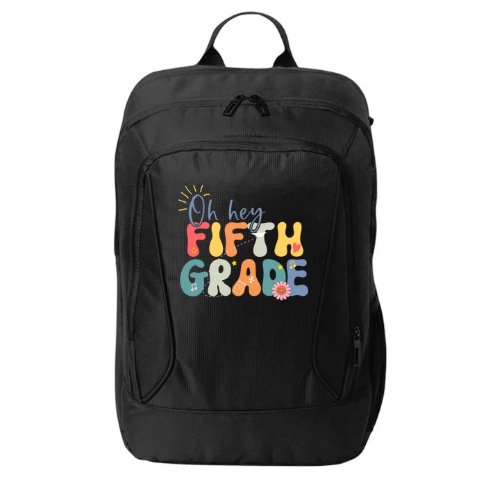 Back To School Fifth Grade Vibes Retro Hello 5Th Grade Gift City Backpack