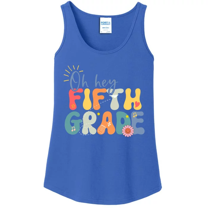 Back To School Fifth Grade Vibes Retro Hello 5Th Grade Gift Ladies Essential Tank