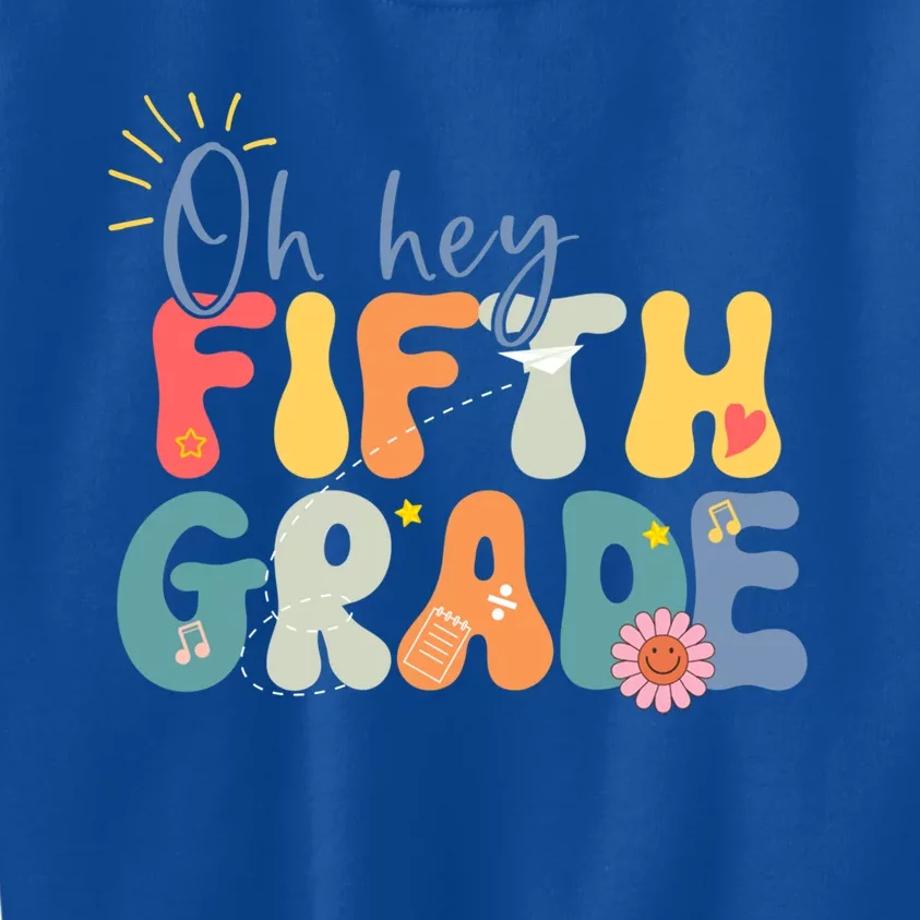 Back To School Fifth Grade Vibes Retro Hello 5Th Grade Gift Kids Sweatshirt