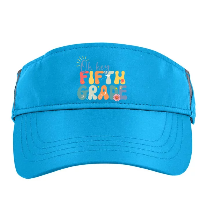 Back To School Fifth Grade Vibes Retro Hello 5Th Grade Gift Adult Drive Performance Visor