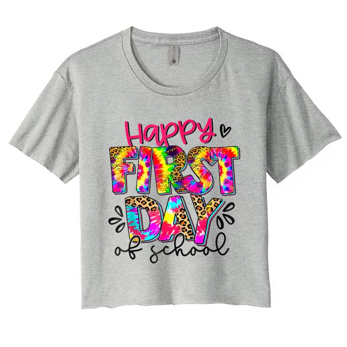 Back To School Teacher Student Happy First Day Of School Kids Women's Crop Top Tee