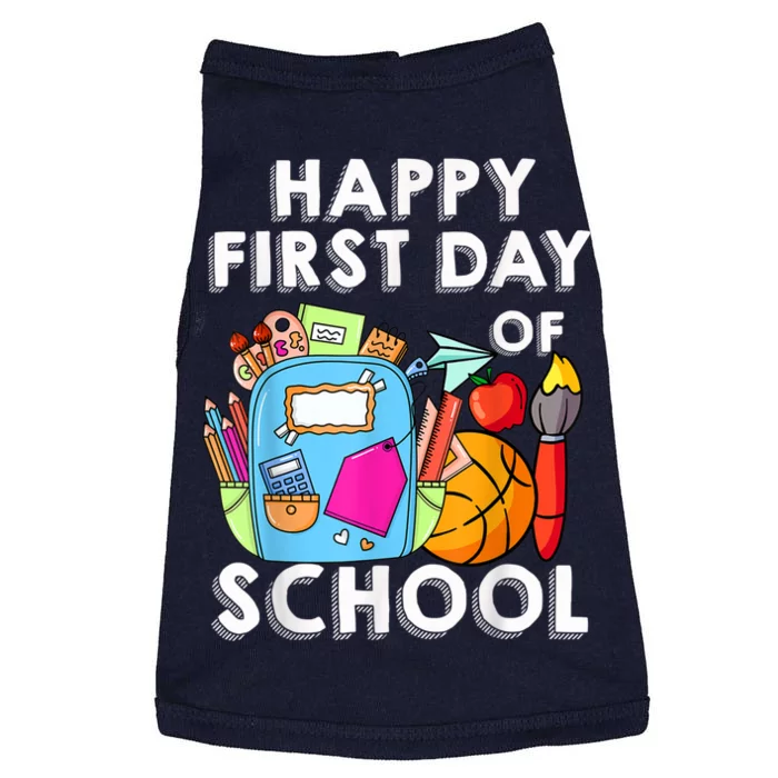 Back To School Happy First Day Of School Teacher Student Doggie Tank