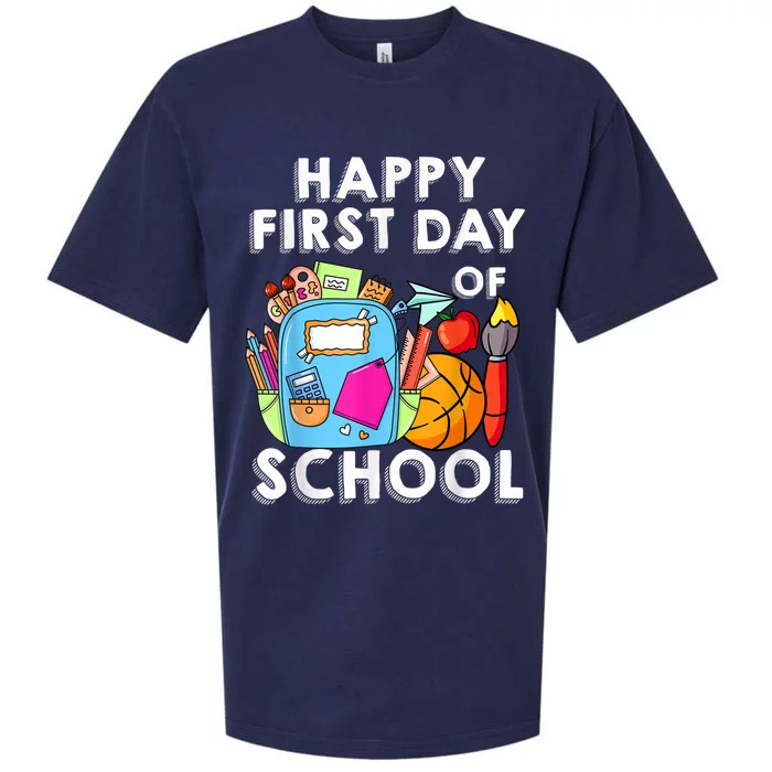 Back To School Happy First Day Of School Teacher Student Sueded Cloud Jersey T-Shirt