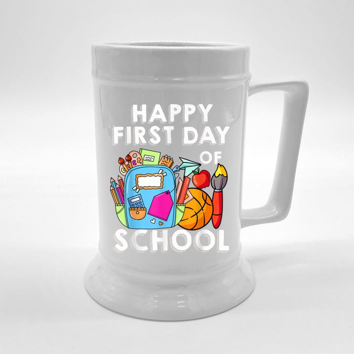 Back To School Happy First Day Of School Teacher Student Front & Back Beer Stein