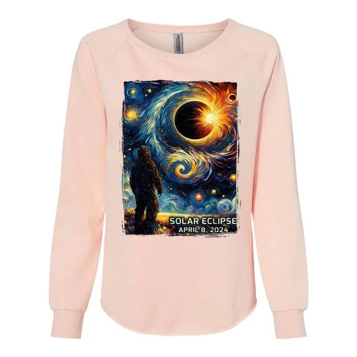 Bigfoot Total Solar Eclipse America Sasquatch Starry Night Womens California Wash Sweatshirt