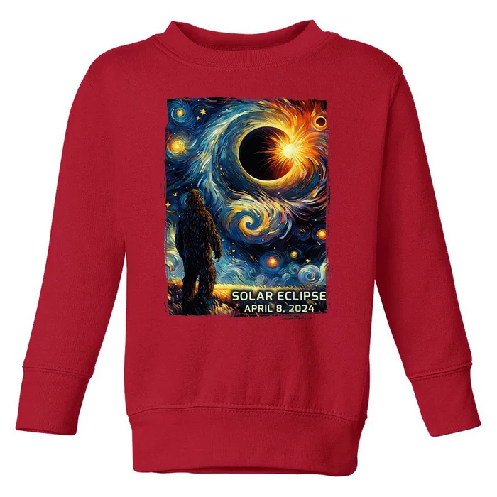 Bigfoot Total Solar Eclipse America Sasquatch Starry Night Toddler Sweatshirt