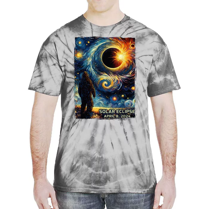 Bigfoot Total Solar Eclipse America Sasquatch Starry Night Tie-Dye T-Shirt