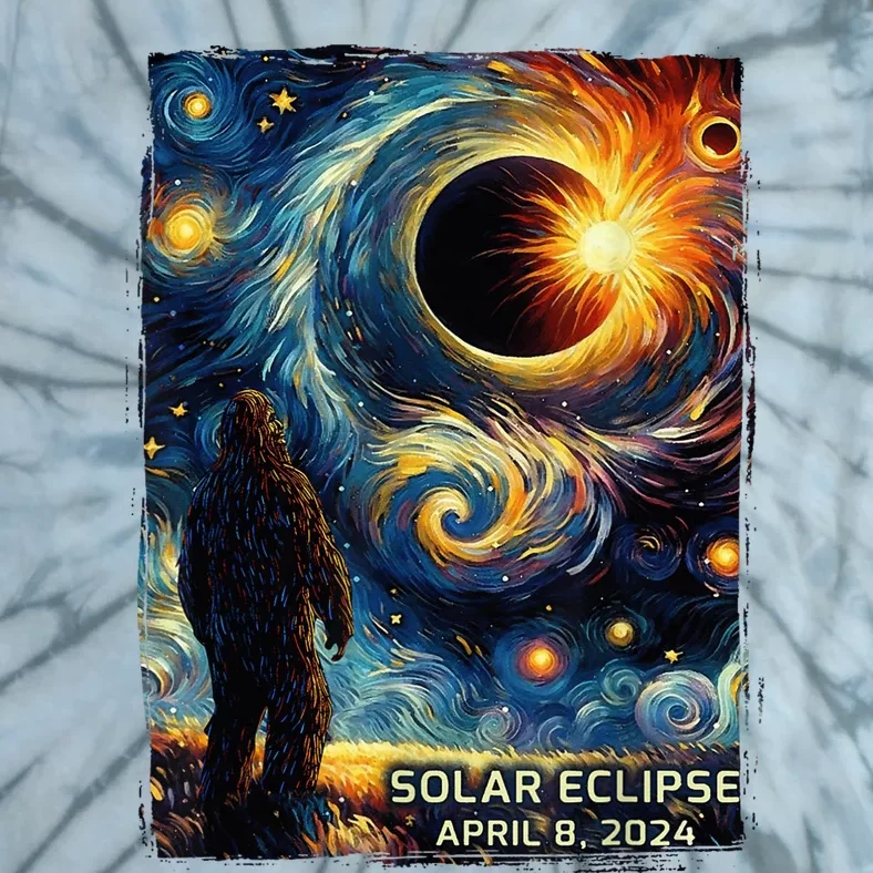 Bigfoot Total Solar Eclipse America Sasquatch Starry Night Tie-Dye T-Shirt