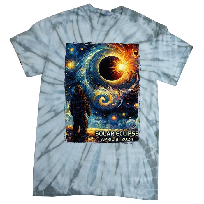 Bigfoot Total Solar Eclipse America Sasquatch Starry Night Tie-Dye T-Shirt