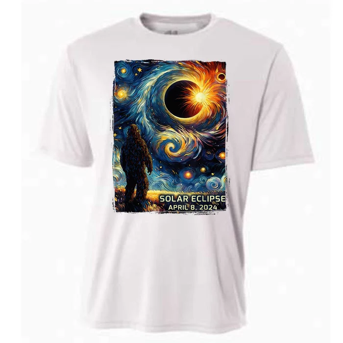 Bigfoot Total Solar Eclipse America Sasquatch Starry Night Cooling Performance Crew T-Shirt